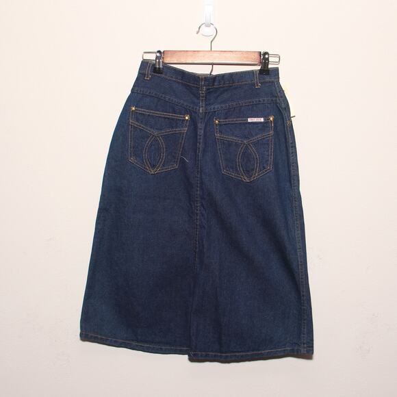 Vintage Tres Jolie Denim Skirt Size 9/10 Cotton Front slit NEW - Picture 5 of 7